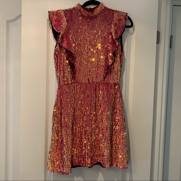 ⭐️ ASOS Pink Sequin Ruffle Dress - Picture 2 of 10